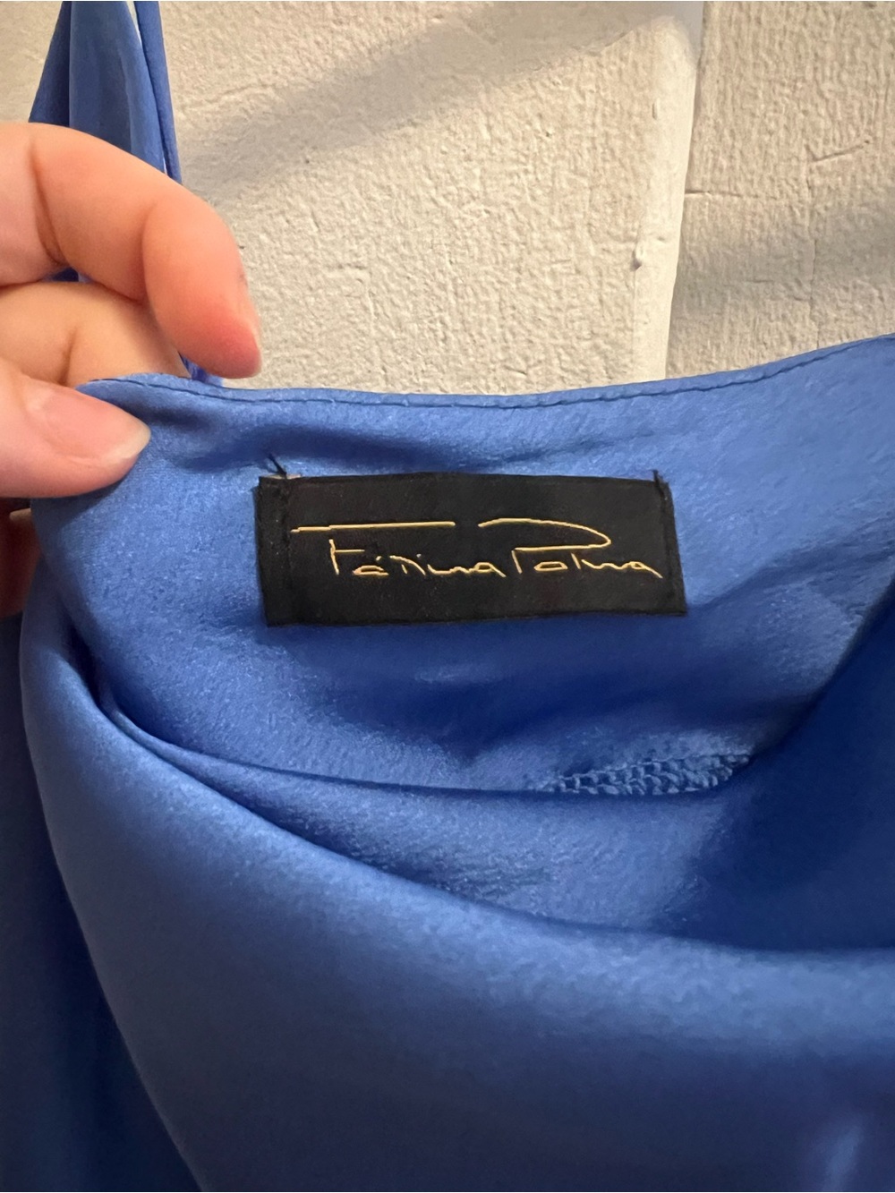 Silky Blue Side-Slit Slip Dress - Picture 3 of 3
